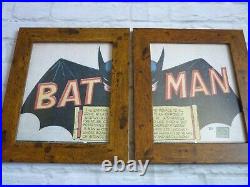 10x8 x2 The Batman framed set double comic book cover inside bob kane menace