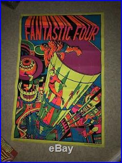 1971 Marvel Fantastic Four Jack Kirby Third Eye Blacklight Poster 21 X 33 Rare