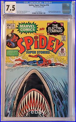 1976 Spidey Super Stories 16 CGC 7.5 Classic Jaws Movie Poster Homage Cover