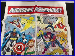 1985 Marvel Comic Book Shop Rare Authentic PROMO AVENGERS ASSEMBLE POSTER 34x22