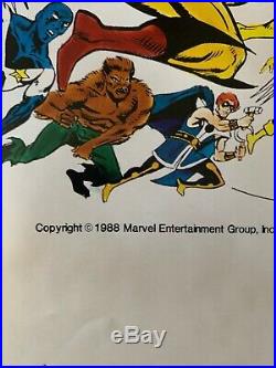 1988 50x50 inch Marvel Universe poster by Ed Hannigan and Joe Rubenstein Unused