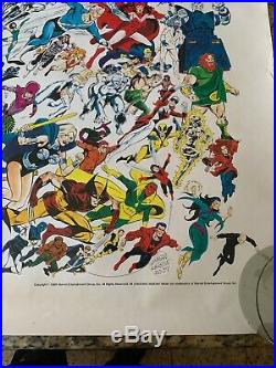 1988 50x50 inch Marvel Universe poster by Ed Hannigan and Joe Rubenstein Unused