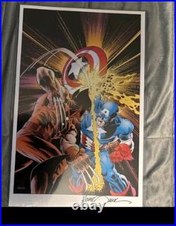 1989 CAPTAIN AMERICA WOLVERINE ART POSTER #8 By Michael Zeck Signed