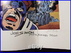 1990 CAPTAIN AMERICA 50th Birthday Print SIGNED by Stan Lee Kirby & Simon GD 2.0