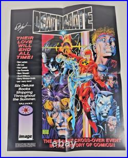 1993 Deathmate Promo Poster Valiant Image 22x17 Signed Jim Lee Bob Layton