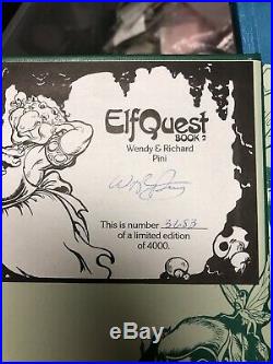3 Lot Rare Elfquest Book 2,3,4 SIGNED Wendy & Richard Pini Hardcover with Poster