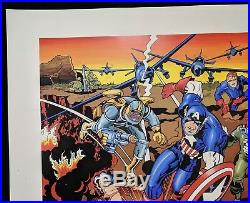 50th Birthday Commemorative Captain America Lithograph Signed by Jack Kirby 1990
