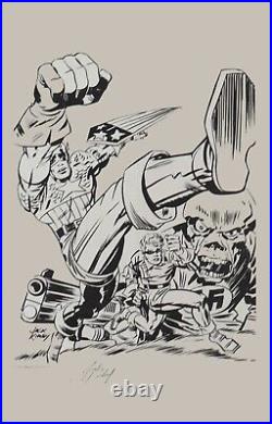 A black-and-white, hand-signed Jack Kirby artwork Marvel Magazine Covers, Action