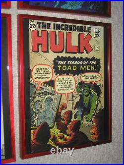 A lot, 4 Comic Book Framed Posters. Marvel Captain America, Iron Man, Hulk, Thor