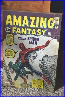 AMAZING FANTASY # 15 Hardboard Poster Stan Lee Signed with COA (not CGC)