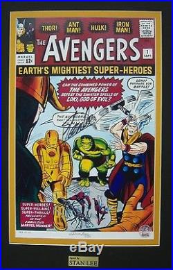 AVENGERS #1 cover poster signed by STAN LEE & DICK AYERS. Ltd to 100. Matted