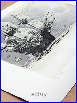 Affiche de luxe Franquin Gaston Livres de bord 128ex Format 41x55 cm