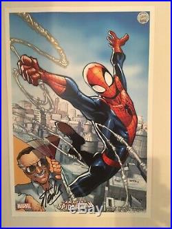 Amazing Spider-Man Signed by Stan Lee Print by Humberto Ramos Excelsior Approved