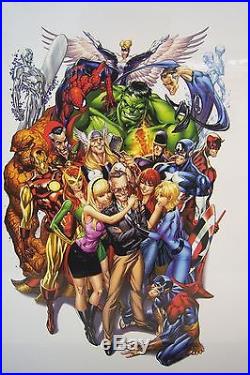 Art poster Signed by J. Scott CAMPBELL, Stan LEE, Nei RUFFINO Marvel Characters