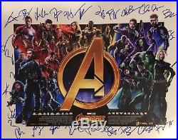 Avengers Infinity War Poster Cast Signed 25 sigs Downey, Evans, Hemsworth COA