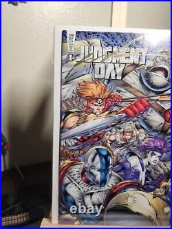 Awesome Comics Judgment Day 1 + Sourcebook Signed By Rob Liefeld And Jeff Loeb