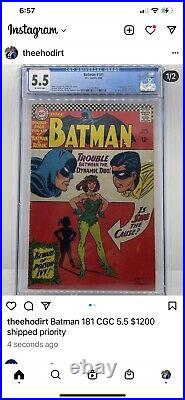 BATMAN 181 CGC 5.5 OWithW Fine 1966 1st APPEARANCE POISON IVY With POSTER SILVER KEY