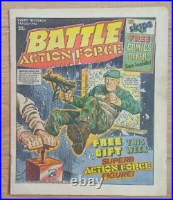BATTLE ACTION FORCE COMIC WITH FREE GIFT FIGURE AND POSTER + 14th JULY 1984 RARE