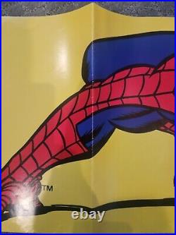 BIG 34x22 SPIDER-MAN, MARVEL COMICS ON SALE HERE Promotional POSTER/SIGN 1985