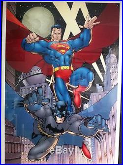 Batman & Superman JIM LEE S/N AP16 LE Lithograph Warner Bros Store Gallery DC