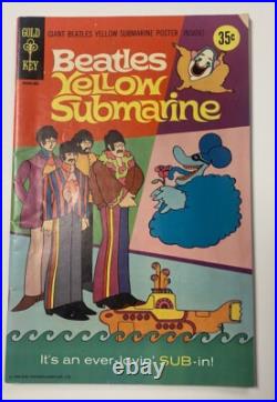 Beatles Yellow Submarine Comic Book With Poster Attached 1968 Gold Key Free S/h