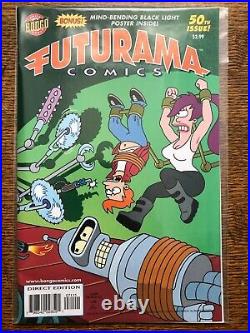 Bongo Comics, Futurama Lot, Issues #50-55, 6 Issues with Black Light Poster