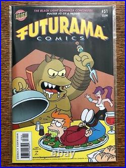 Bongo Comics, Futurama Lot, Issues #50-55, 6 Issues with Black Light Poster