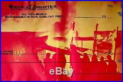 Burning Bank Of America Isle Vista Ca -anti Viet War Poster 1970 Original Scarce