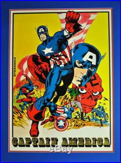 CAPTAIN AMERICA MATTED POSTER MARVELMANIA 1970 HAND SIGNED by Jim Steranko Rare