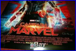 CAPTAIN MARVEL Cast Signed DS Movie Poster Marvel Comic AVENGERS Ms. 1 End Game 4