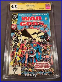CGC 9.8 WAR OF THE GODS #1 SIGNED GEORGE PEREZ (DC 1991) With PIN-UP POSTER NM/MT