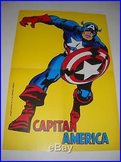 Capitan America N. 1 Poster Manifesto E Adesivi 1973 Corno Marvel Perfetto