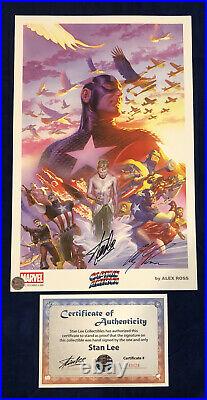 Captain America Alex Ross Print Signed by Stan Lee with COA & Alex Ross ONLY 200