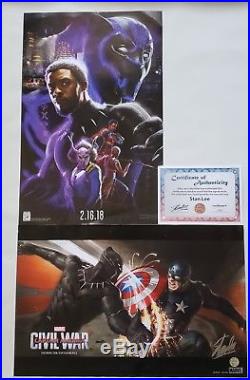 Captain America Black Panther Civil War Poster Signed By Stan Lee wit COA no cgc
