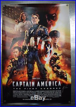 Captain America Original Movie Poster Signed 7x Chris Evans Hayley Atwell
