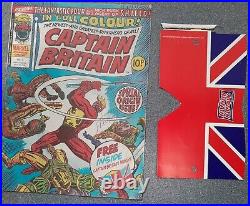 Captain Britain #1 + #2 1976 Marvel with Gifts + both Signed Inc Poster
