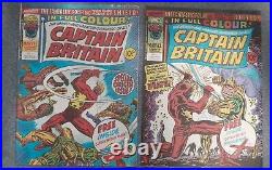 Captain Britain #1 + #2 1976 Marvel with Gifts + both Signed Inc Poster