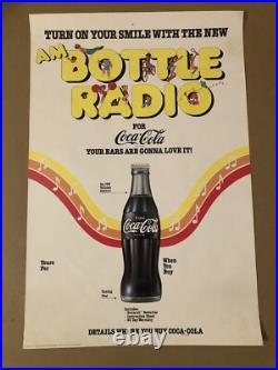 Coca-Cola Bottle Radio Poster 1970s 30x20 Coke Coca-Cola Bottle Radio Poster 1970s 30x20 Coke