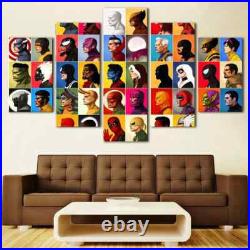 Colorful Comic Book Characters Superheroes 5 Piece Panel Canvas Wall Art Decor
