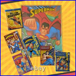 Complete'90s Superman & framed poster with superman comics