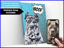 Custom Pet Portrait Canvas Or Poster Print. Comic book Pop Art. Custom dog gift