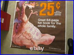 DISNEY Sword in the Stone DRAGON 1968 Gulf Gas 6' store sign poster comic book E