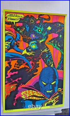 DR. STRANGE MEETS ETERNITY Poster VINTAGE 33 x 21.5 Blacklight Marvel 1974 MVU