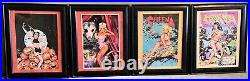 Dave Stevens Set of 4 Sexy Rescue Pictures/Prints Comic Poster/Cover Framed RARE