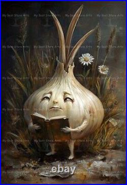 FUNNY GARLIC ART PRINT, Vegetable Kitchen Decor, Plant Dinning Book Poster F403