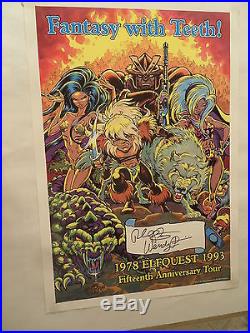 Framed Elfquest 1993 15th Anniversary Tour dual singed promo poster Ultra Rare