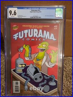 Futurama 52 With Black Light Poster Cgc 9.6 Bongo 2010 Bender Cover Cartoon TV