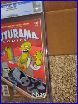Futurama 52 With Black Light Poster Cgc 9.6 Bongo 2010 Bender Cover Cartoon TV