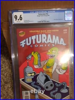 Futurama 52 With Black Light Poster Cgc 9.6 Bongo 2010 Bender Cover Cartoon TV