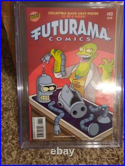 Futurama 52 With Black Light Poster Cgc 9.6 Bongo 2010 Bender Cover Cartoon TV